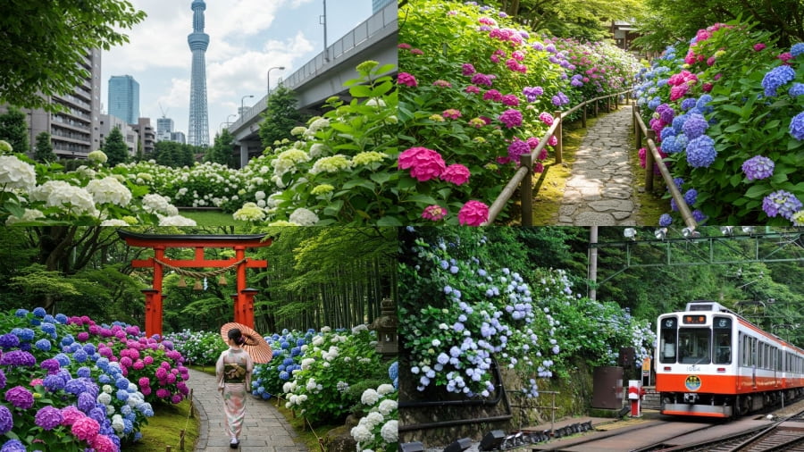 Vẻ đẹp rực rỡ của các con đường hoa cẩm tú cầu nổi tiếng tại Nhật Bản