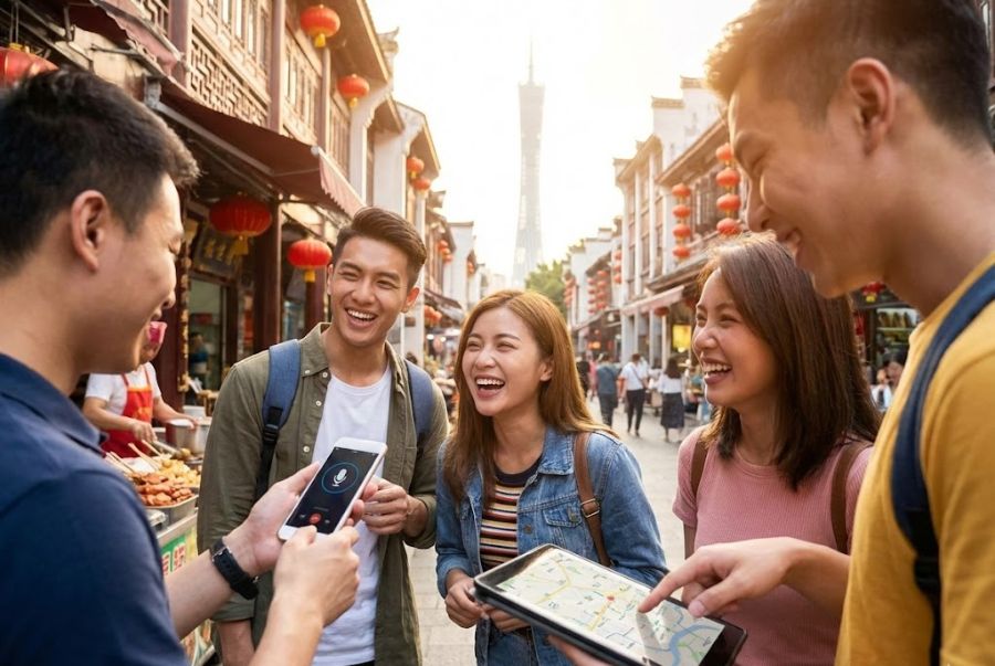 Với sự hỗ trợ của công nghệ, Bạn hoàn toàn có thể đi du lịch Quảng Châu nếu không biết tiếng