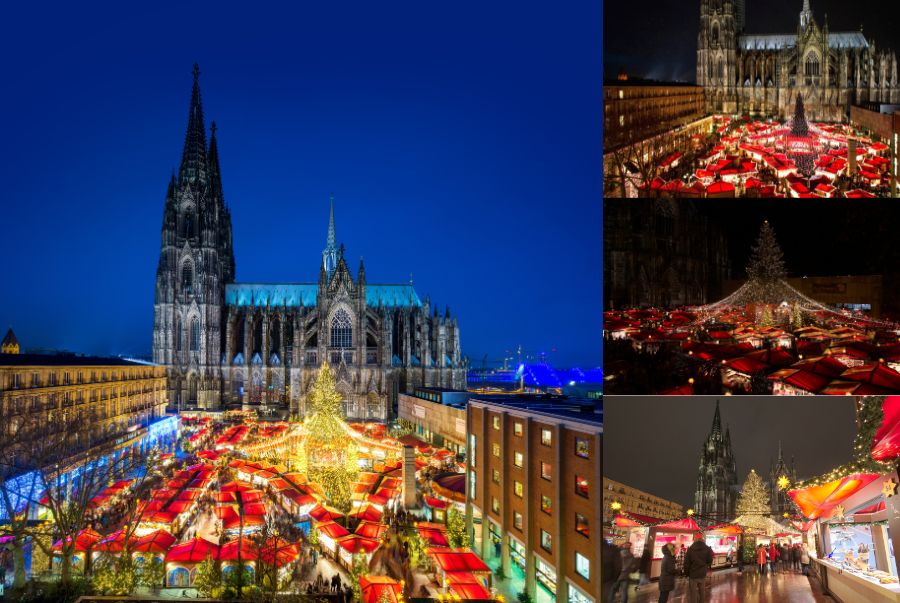 Toàn cảnh chợ giáng sinh Cologne nhìn từ trên cao