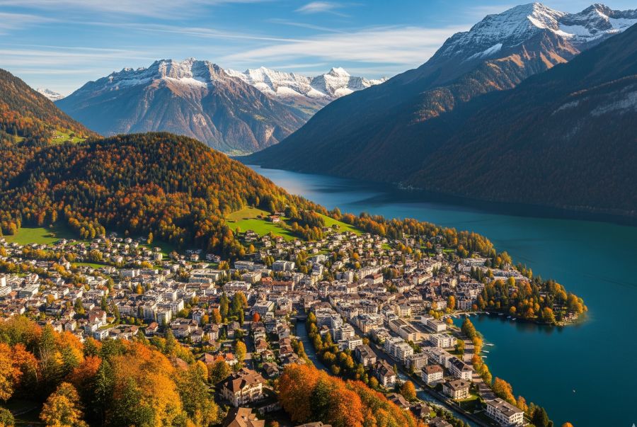 Khung cảnh tiết trời dịu nhẹ của mùa thu tại Thụy Sĩ