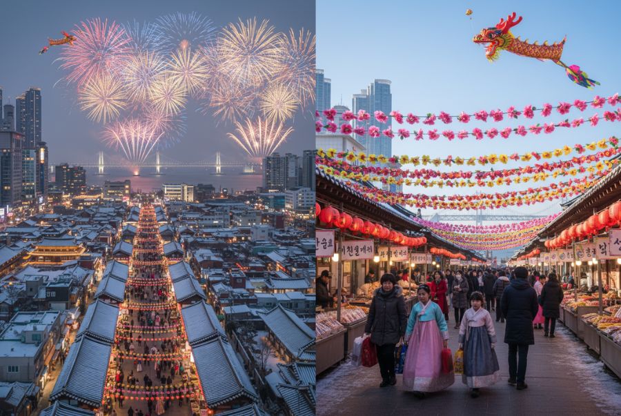 Khung cảnh rực rỡ tại Incheon dịp tết khiến ai cũng muốn được một làn trải nghiệm