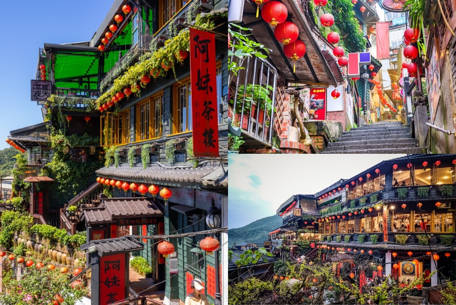 Khung cảnh Jiufen lung linh bởi những ngôi nhà gỗ nhỏ xinh và hàng trăm chiếc lồng đỏ treo khắp lối