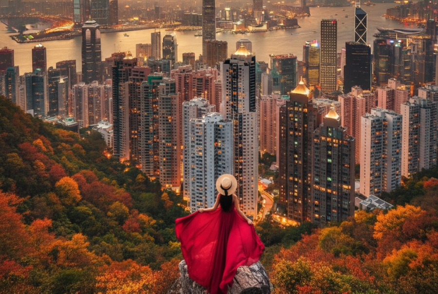 Mùa thu Hong Kong kéo dài từ tháng 9 đến hết tháng 11 với tiết trời vô cùng mát mẻ
