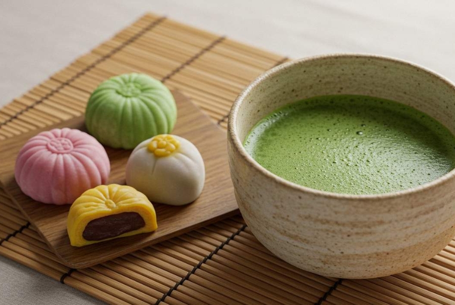 Wagashi là các loại bánh ngọt truyền thống của Nhật Bản thường được dùng kèm với matcha