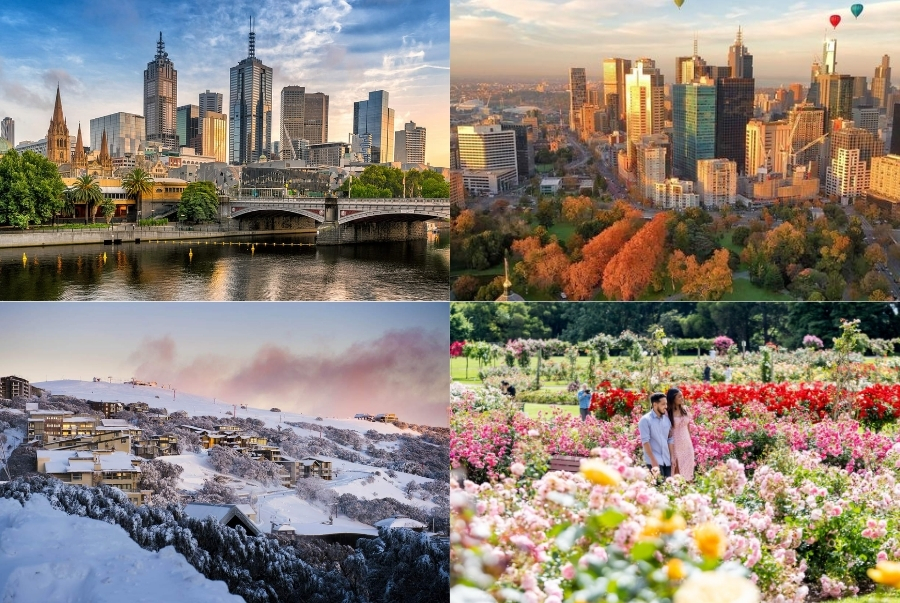 Thành phố Melbourne thay áo theo mùa từ thu vàng đến đông tuyết trắng