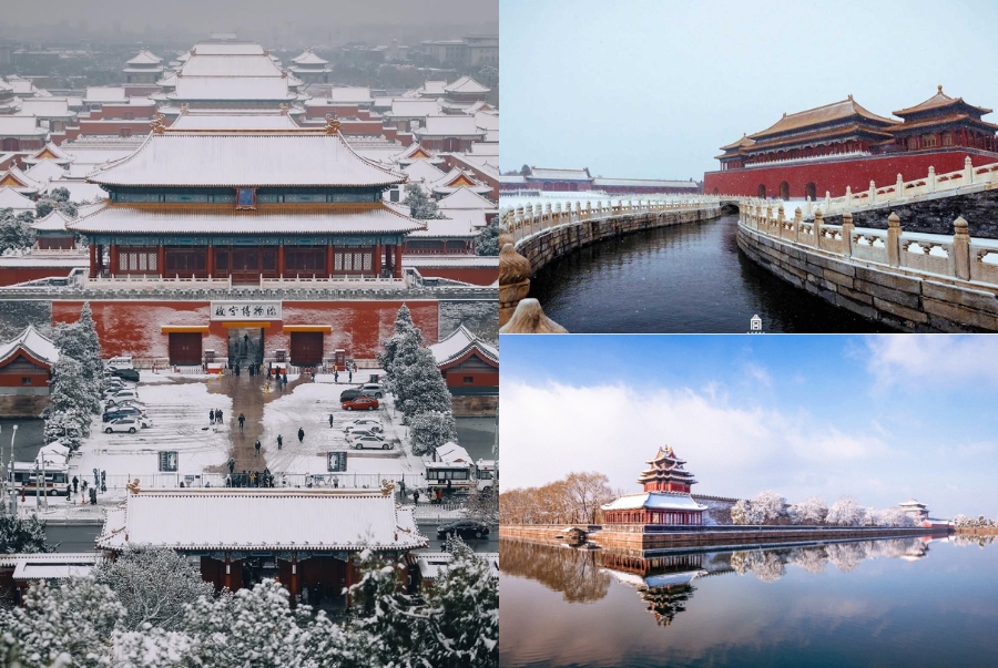 Những lớp tuyết phủ trắng khắp trên những mái ngói làm cho khung cảnh càng trở nên huyền ảo