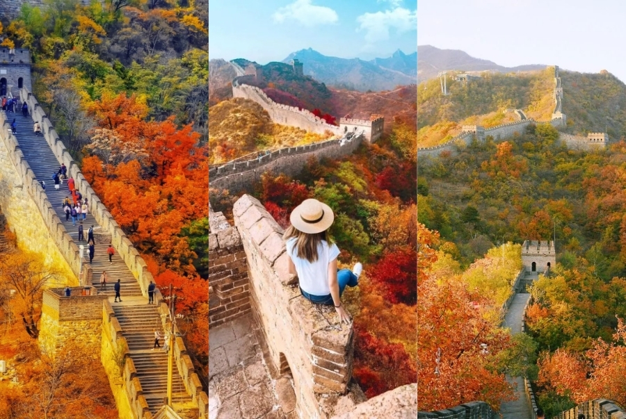 Vạn Lý Trường Thành đắm chìm trong sắc đỏ của mùa thu Bắc Kinh