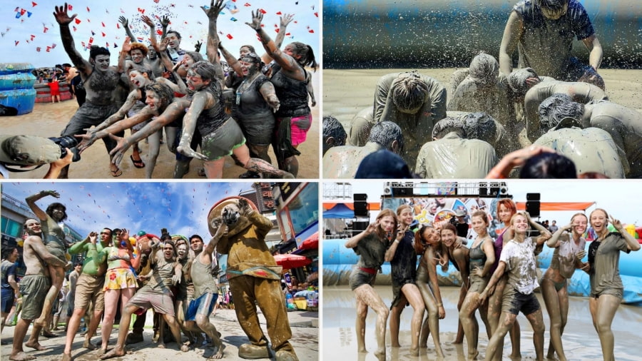 Lễ hội Bùn Boryeong nổi tiếng với các hoạt động liên quan đến bùn khoáng tự nhiên, được cho là rất tốt cho da