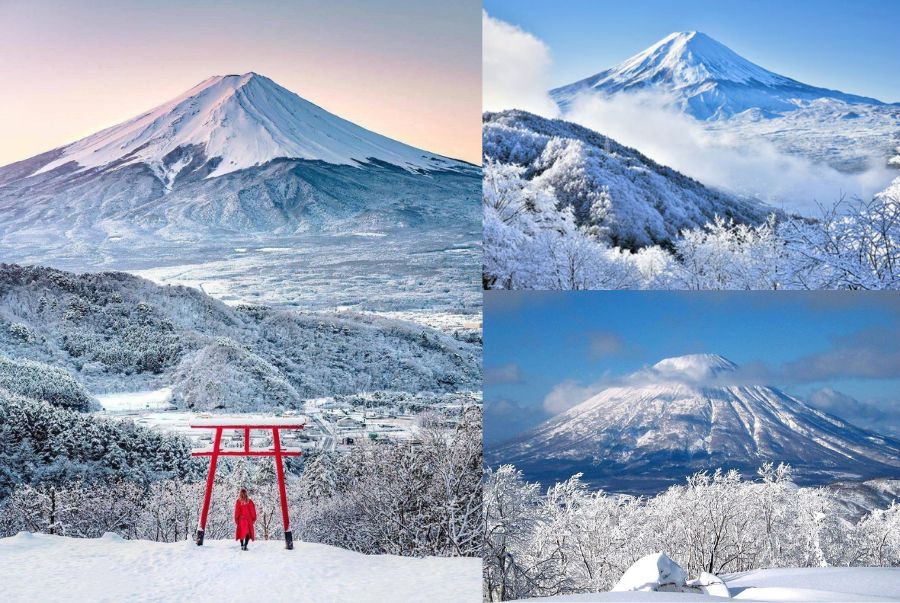 Cảnh tượng Núi Phú Sĩ mùa đông mang lại cảm giác bình yên và thi vị khó tả.