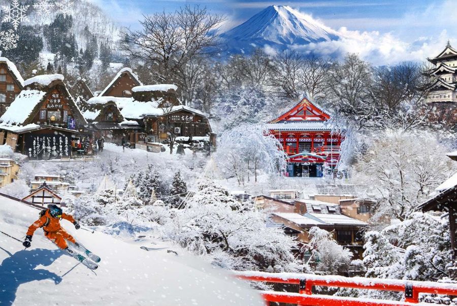 Mùa tết Nhật Bản được bao phủ bởi những bông tuyết trắng tinh khôi