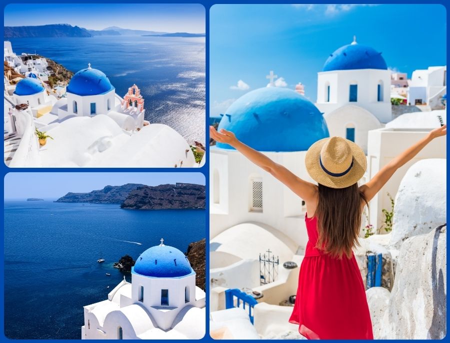 Vẻ đẹp rực rỡ của Santorini với biển xanh, nắng vàng