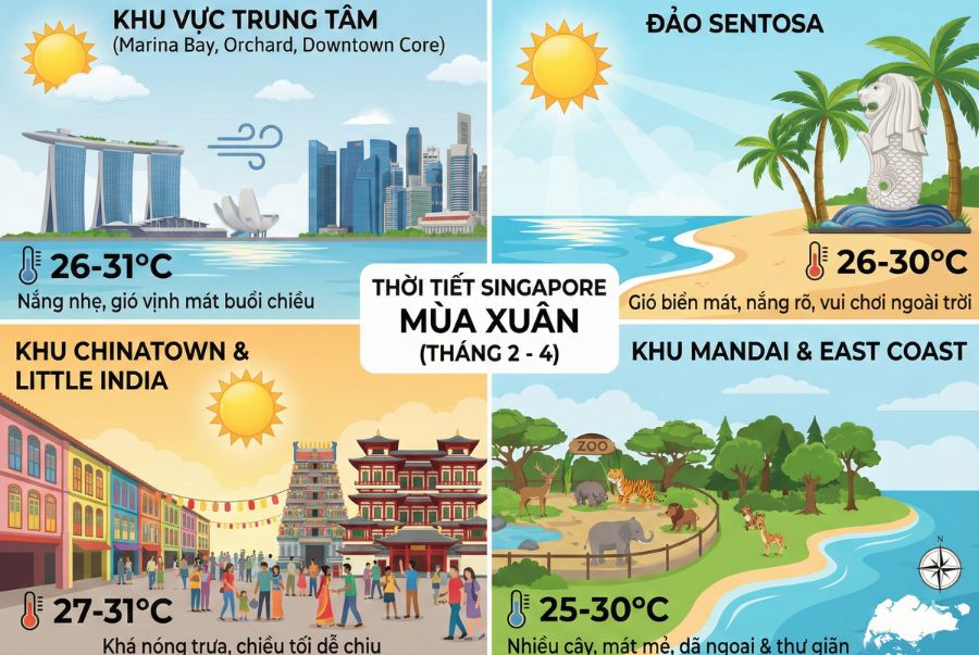 Tổng quan về thời tiết mùa xuân tại Singapore xinh đẹp