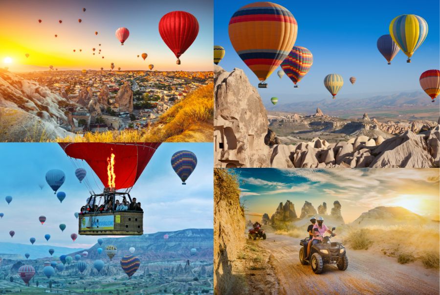 Hình ảnh những chiếc khinh khí cầu bay lượn giữa bầu trời xanh