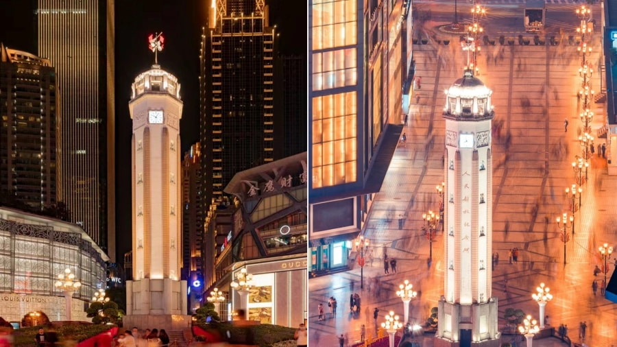 Đài tưởng niệm Giải phóng Nhân dân (Jiefangbei) là biểu tượng của Trùng Khánh