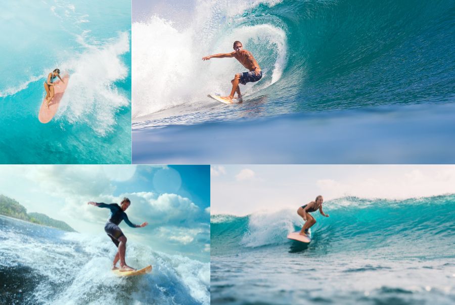 Lướt sóng là một trải nghiệm thú vị tại Kuta với bờ biển thoai thoải, sóng đều và không quá mạnh