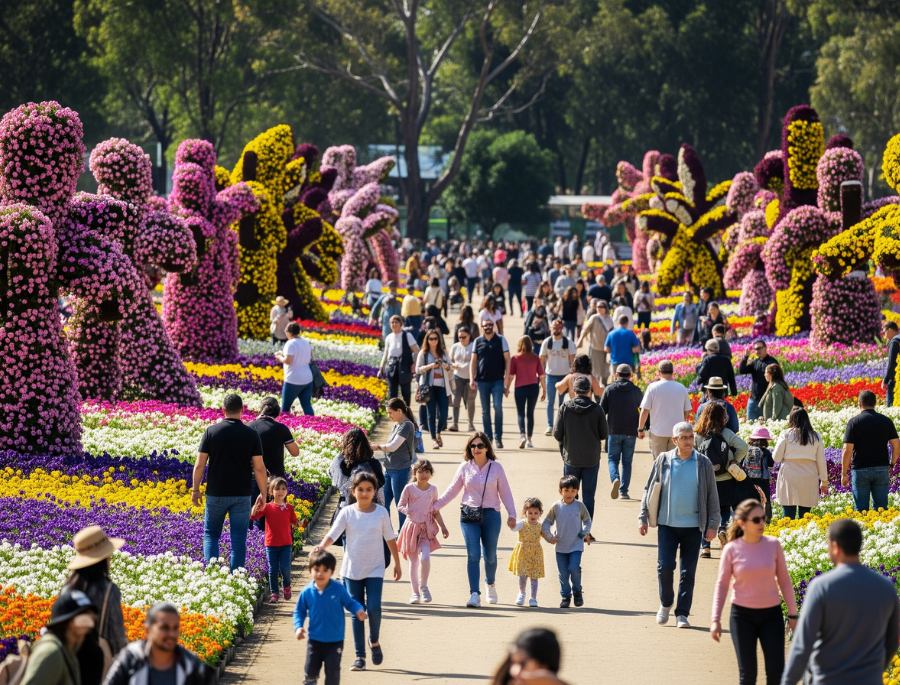 Có rất nhiều người đến tham quan và chiêm ngưỡng khung cảnh muôn hoa rực rỡ của lễ hội