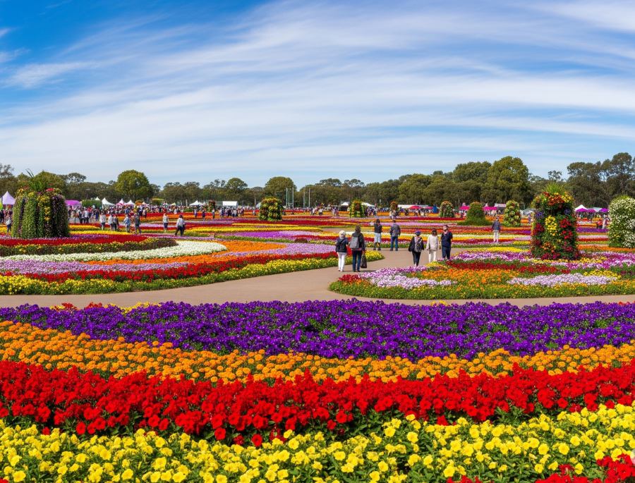 Khung cảnh rực rỡ của lễ hội với hàng triệu bông hoa khoe sắc thắm