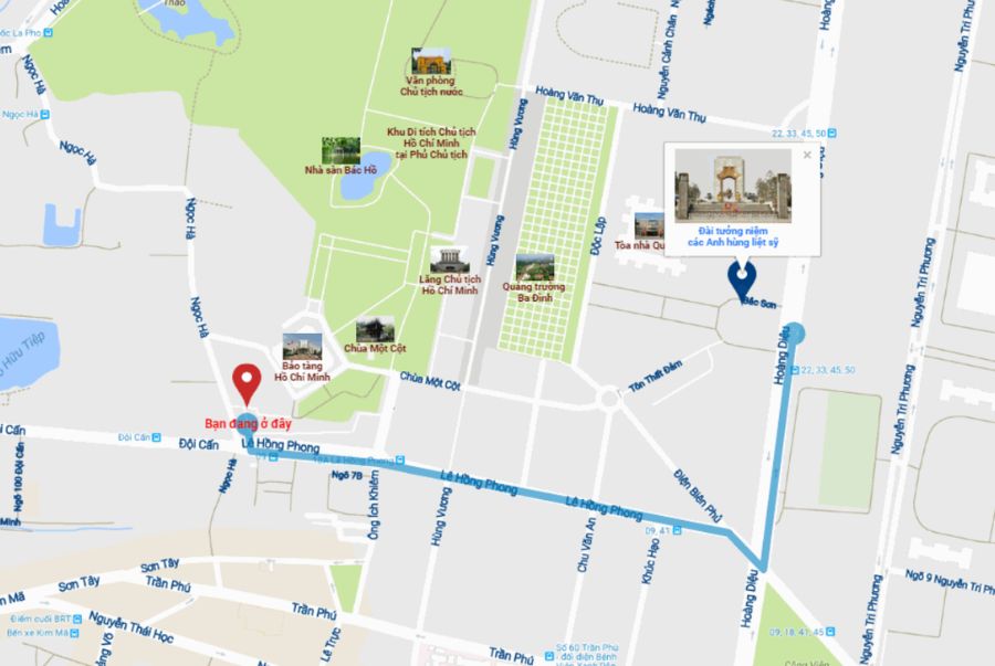 Sơ đồ khu vực xung quanh Quảng Trường Ba Đình