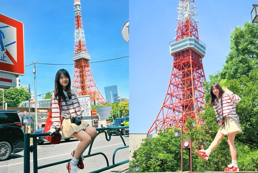 Du khách đến tham quan và check in cùng tháp Tokyo Nhật Bản