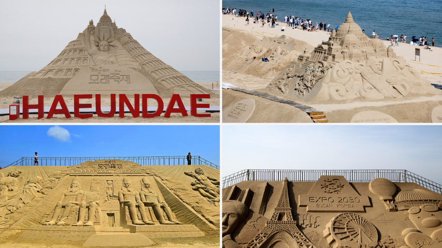 Tâm điểm của lễ hội chính là khu vực trưng bày các tác phẩm cát khổng lồ và độc đáo