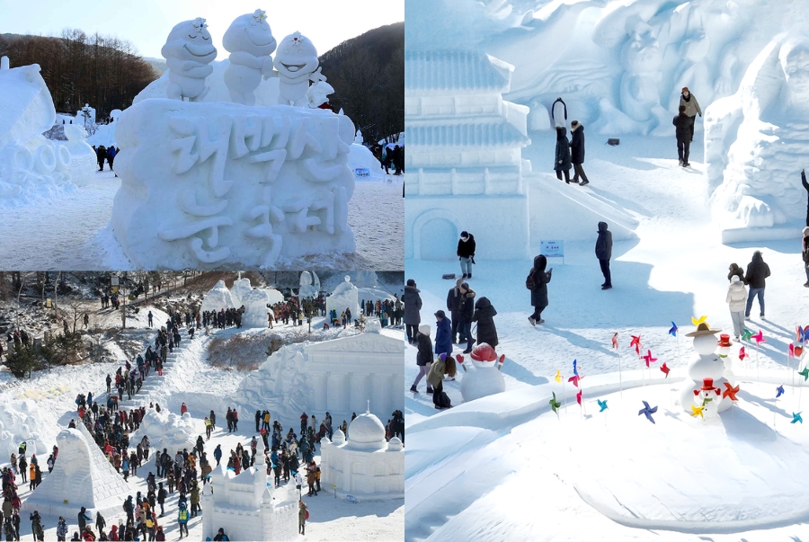 Lễ hội băng tuyết Taebaeksan được tổ chức tại núi Taebaek phủ đầy tuyết trắng