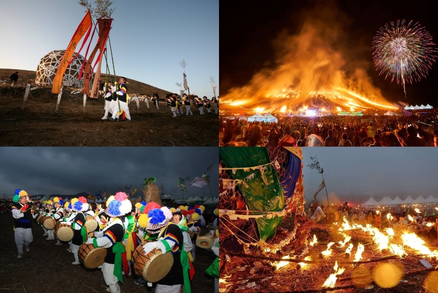 Hoạt động trung tâm của lễ hội là nghi thức đốt lửa trên các ngọn đồi Oreum