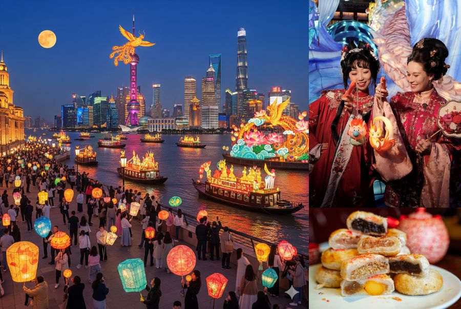 Khung cảnh nhộn nhịp tại lễ hội trung thu Thượng hải