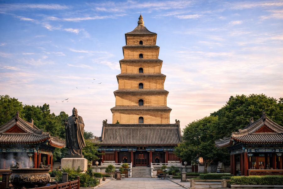 Về toàn cảnh kiến trúc, Tháp Đại Nhạn mang đậm phong cách kiến trúc Phật giáo thời Đường