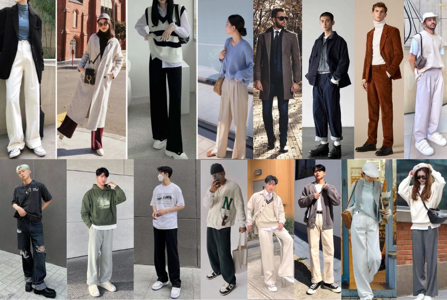 Một số các gợi ý về cách phối quần vải ống suông