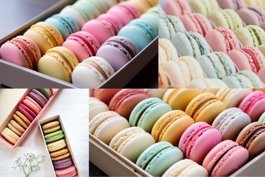 Macaron là loại bánh tráng miệng nhỏ xinh, nhiều màu sắc, làm từ bột hạnh nhân, lòng trắng trứng và đường