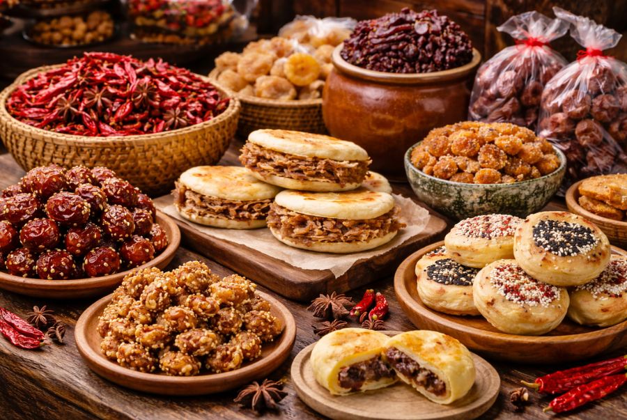 Các loại đặc sản khô và bánh truyền thống Tây An mang đến sự lựa chọn đa dạng