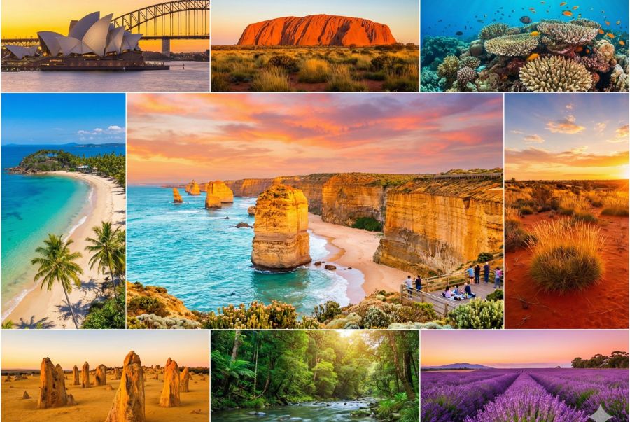 Bức tranh thiên nhiên rực rỡ với bầu trời xanh trong, ánh nắng vàng ấm áp tại nước Úc mùa hè