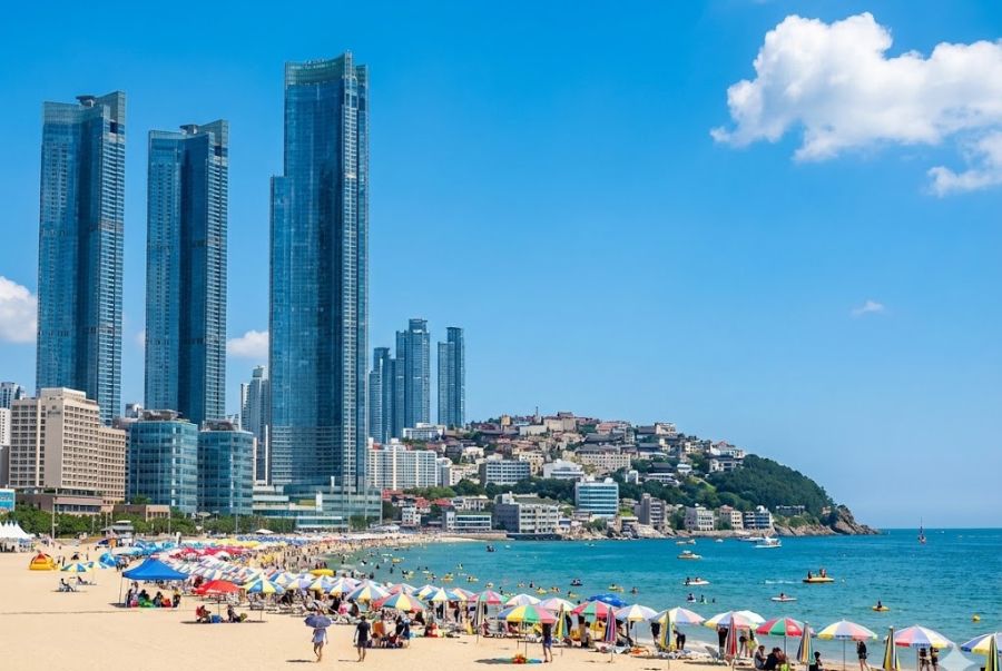 Khung cảnh rực rỡ sức sống và nhộn nhịp tại bãi biển Busan
