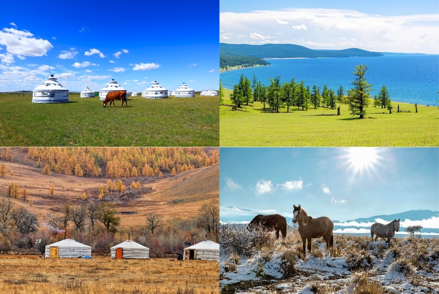 Thời tiết Mông Cổ bốn mùa thay đổi rõ rệt, mỗi mùa là một bức tranh thiên nhiên riêng