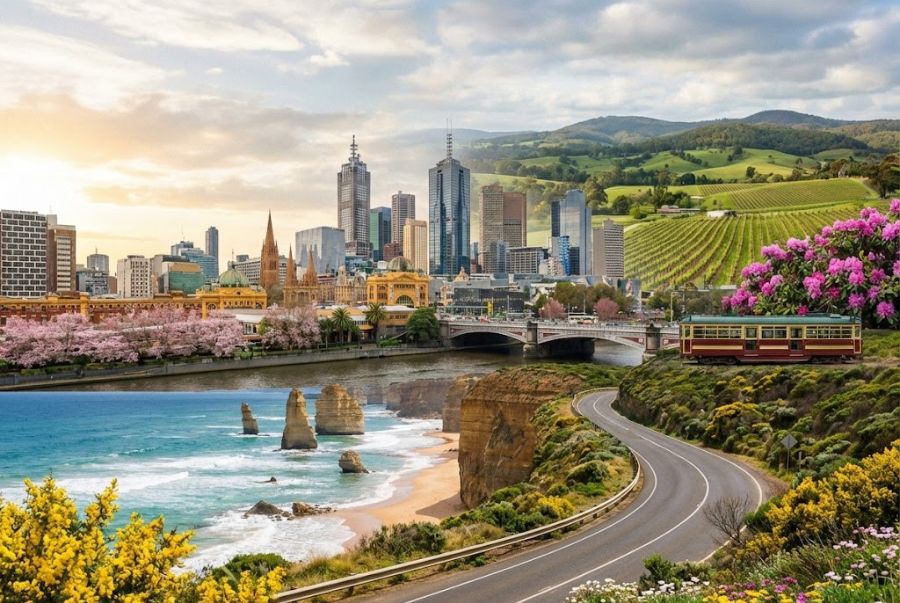 Khung cảnh mùa xuân rực rỡ với muôn hoa đua sắc tại Vitoria Úc