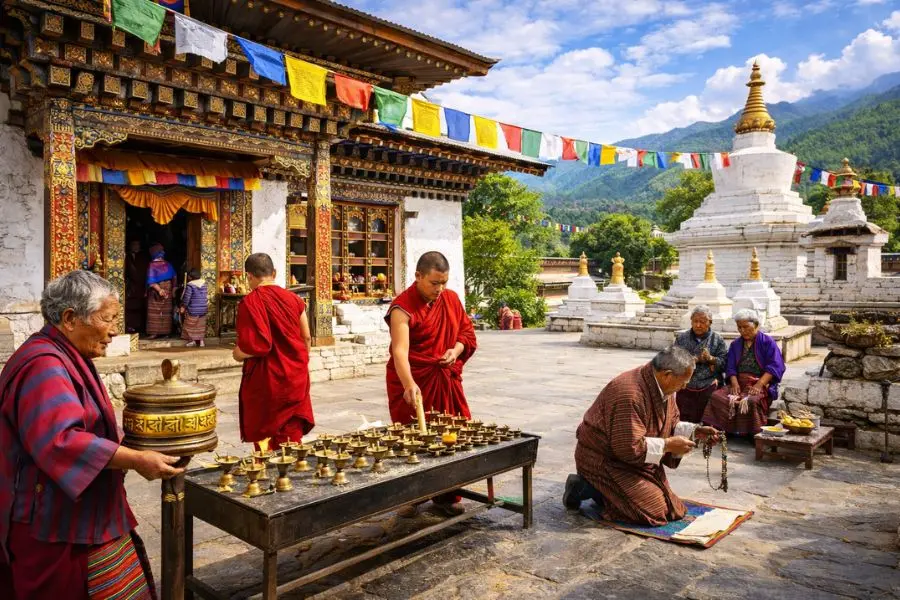 Các hoạt động bình yên thường ngày tại Kyichu Lhakhang