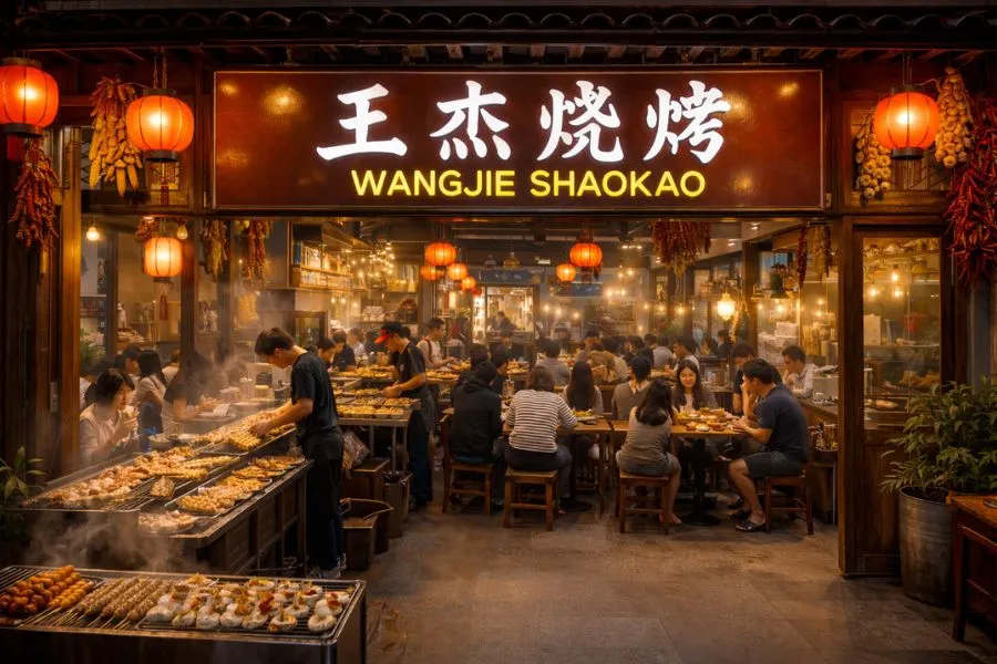 Wang Jie Shao Kao sở hữu không gian bình yên và là một trong những quán nướng đường phố nổi tiếng nhất tại Thanh Đảo