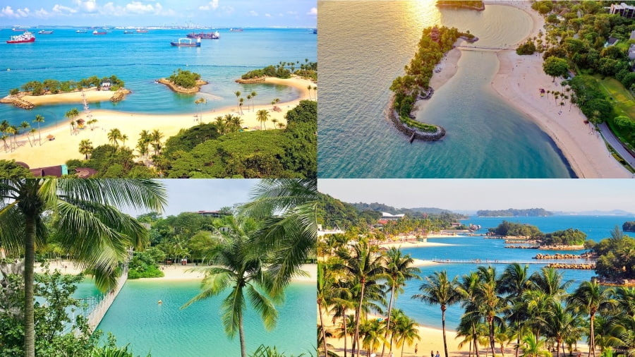 Sentosa là địa điểm check-in ở Singapore lý tưởng cho những bức ảnh mang phong cách nhiệt đới, với cát trắng mịn và hàng dừa xanh mát