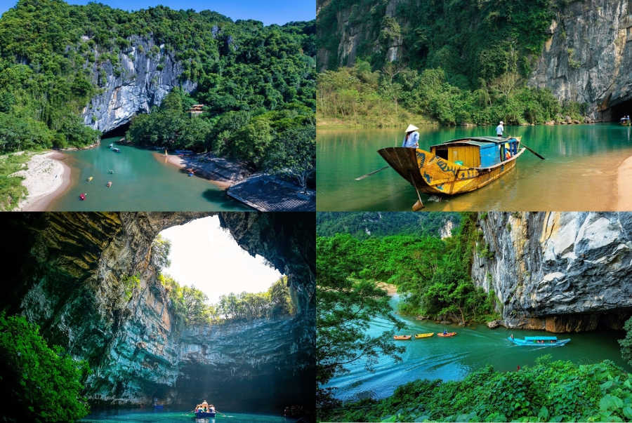 Động Phong Nha nổi tiếng với hệ thống hang động kỳ vĩ cùng với khung cảnh thiên nhiên núi rừng tuyệt đẹp