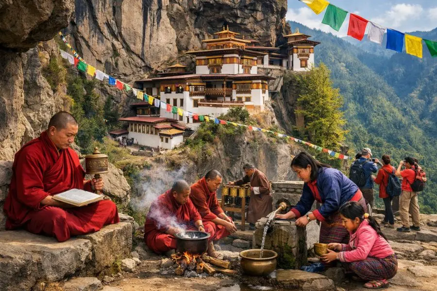 Một số các hoạt động đời thường vô cùng bình yên tại Tiger’s Nest