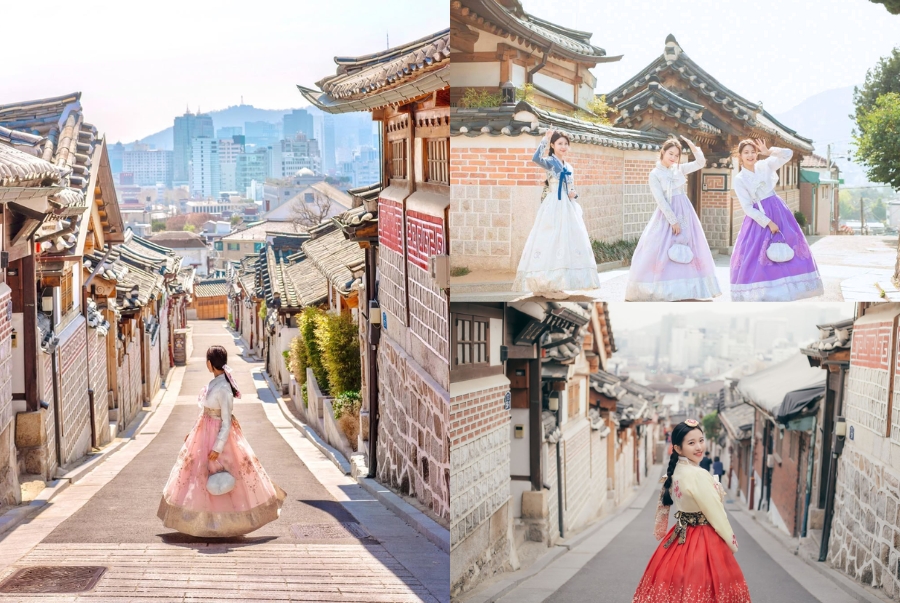 Làng cổ Bukchon Hanok là nơi lưu giữ hàng trăm ngôi nhà cổ truyền thống