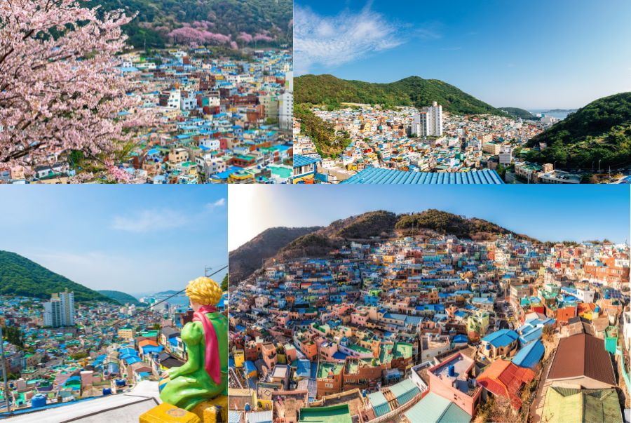 Ngôi làng Gamcheon Culture Village gây ấn tượng bởi những ngôi nhà sắc màu xếp tầng