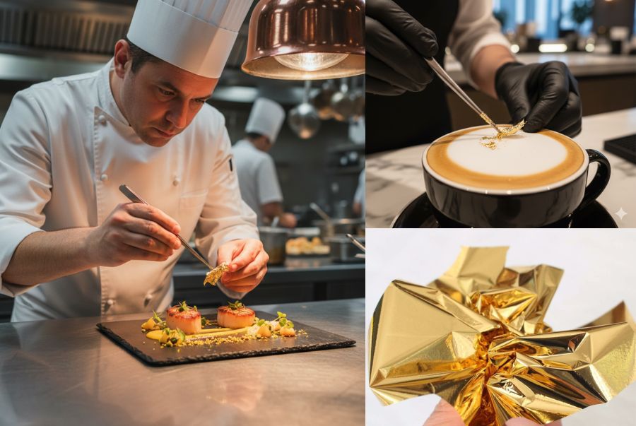 Các đầu bếp bậc thầy thường sử dụng vàng 23K hoặc 24K để phủ lên món ăn