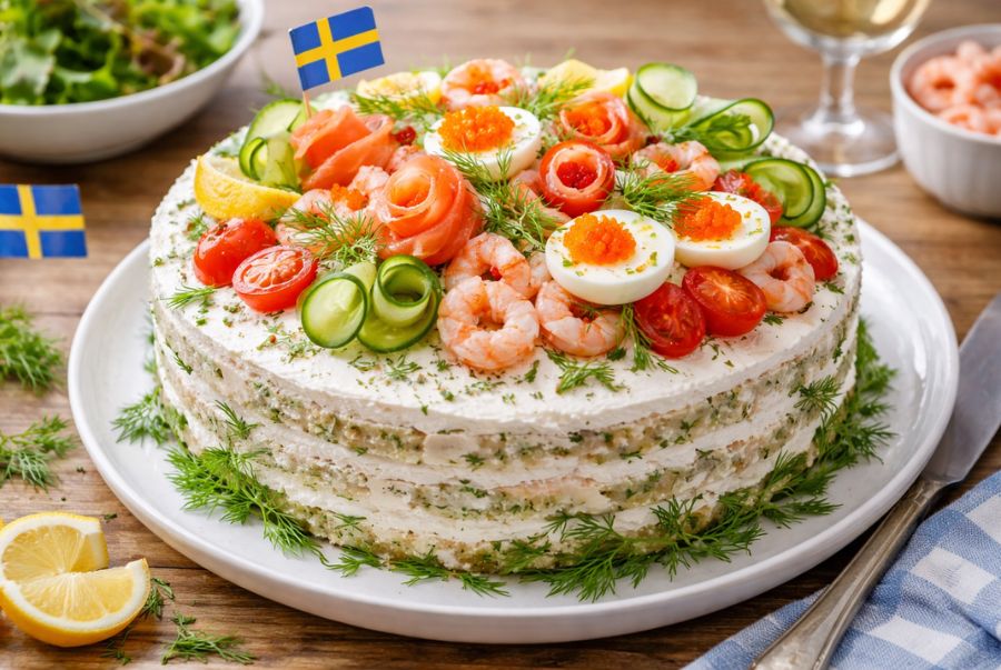 Smörgåstårta gây ấn tượng bởi vẻ ngoài đẹp mắt như một chiếc bánh kem