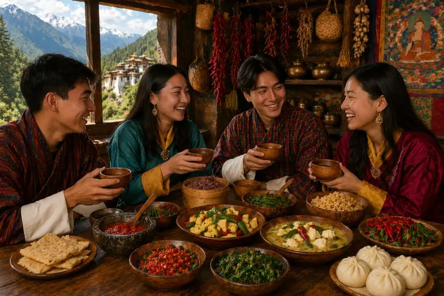 Thưởng thức ẩm thực là một trong những trải nghiệm hấp dẫn hàng đầu khi đi du lịch Bhutan