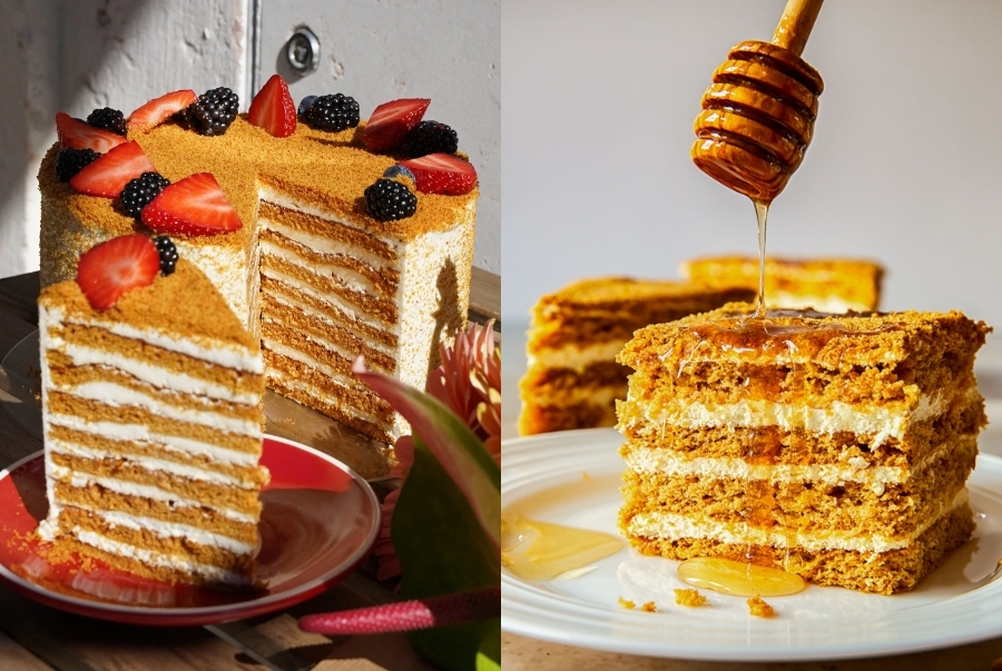 Medovik là loại bánh mật ong nhiều lớp xen kẽ với kem