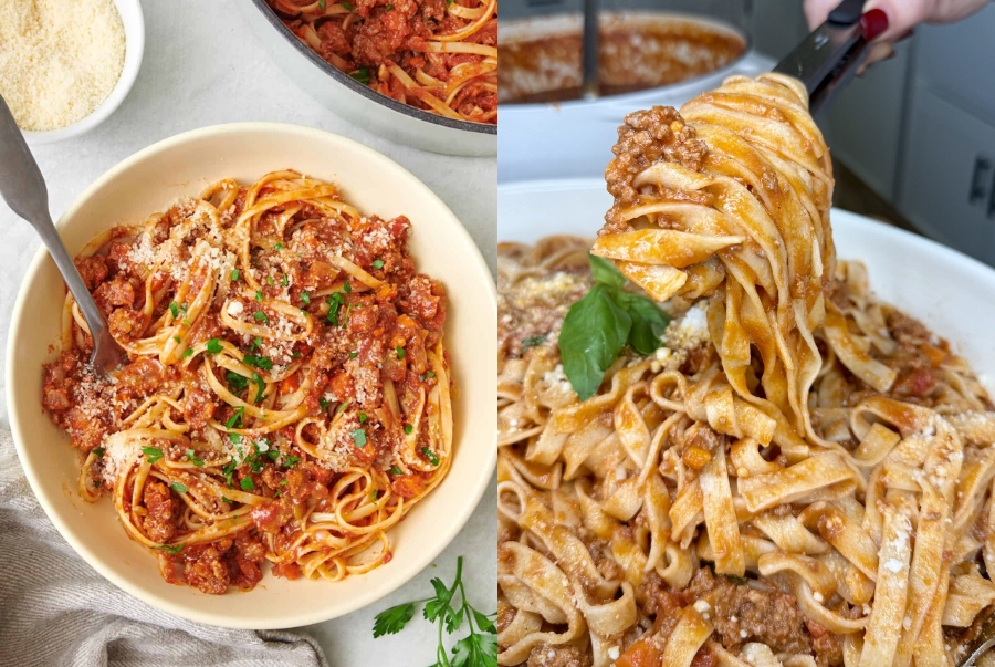 Pasta Bolognese thường dùng loại pasta bản dẹt