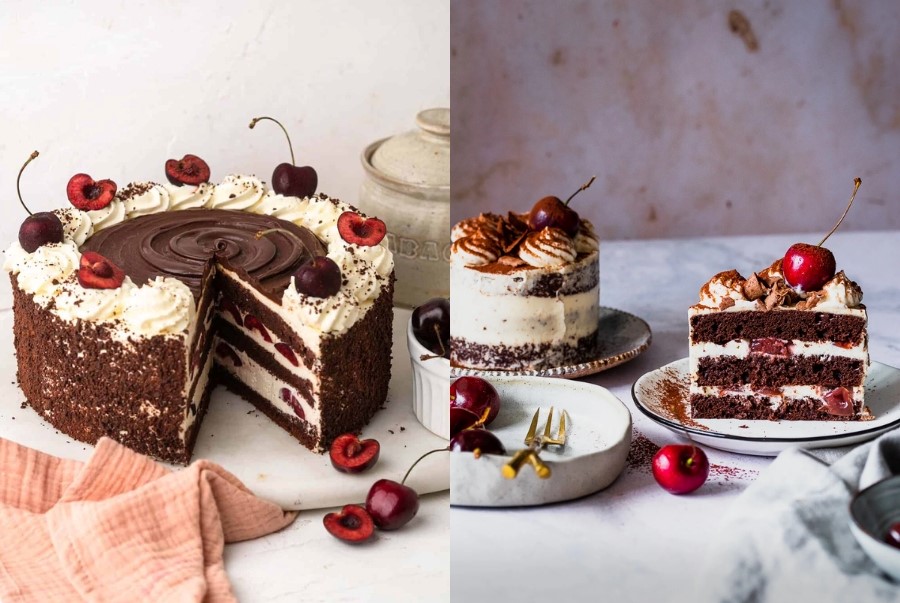 Black Forest Cake món bánh rừng đen nổi tiếng của Đức với chocolate, kem tươi và anh đào