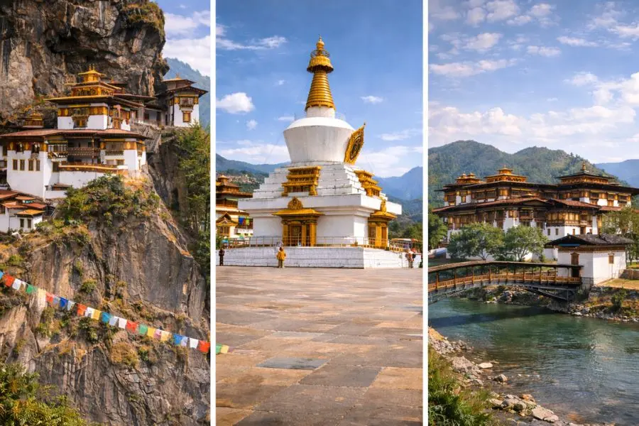 Bhutan nổi bật với vô số các đền chùa tu viện mang phong cách đặc trưng của nền Phật giáo Kim Cương thừa