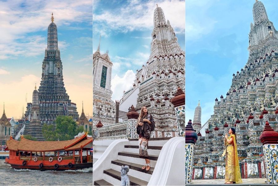 Wat Arun thu hút đông đảo khách du lịch với nhiều góc check in tuyệt đẹp